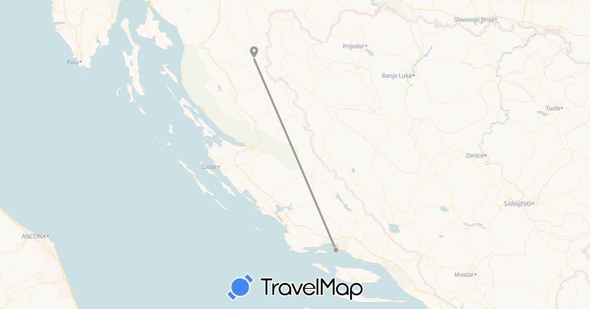 TravelMap itinerary: plane in Croatia (Europe)